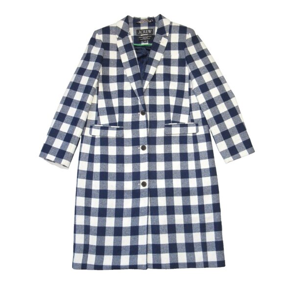 NWT J.Crew Alfie Topcoat in Ivory Blue Buffalo Check Italian Wool Coat 4 - Picture 2 of 11